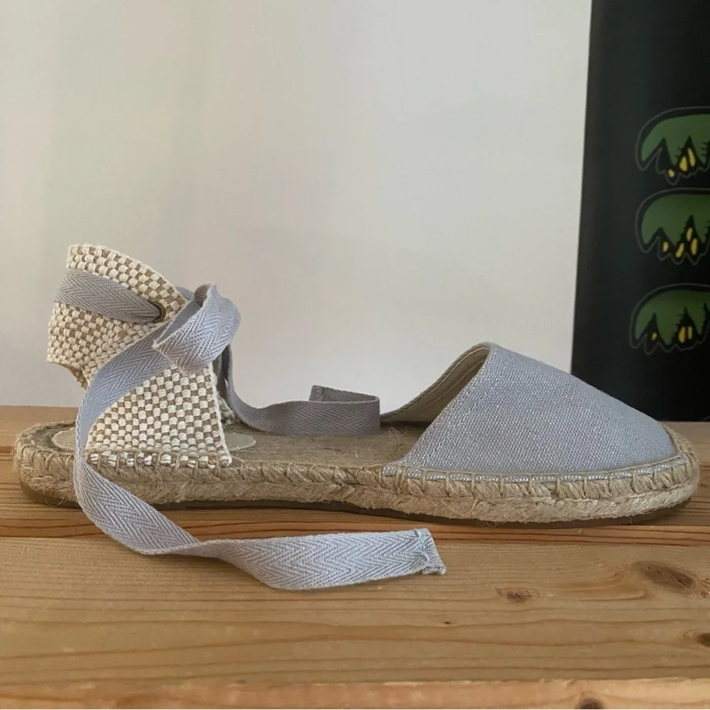 Soludos Gray Lauren Lace Up Espadrille Shoes 9.5